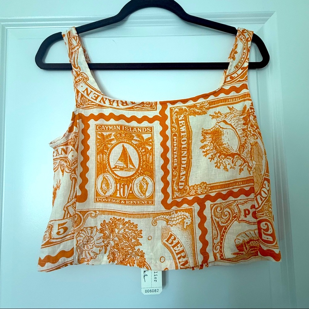 Nicole Miller Atelier Linen Crop Top